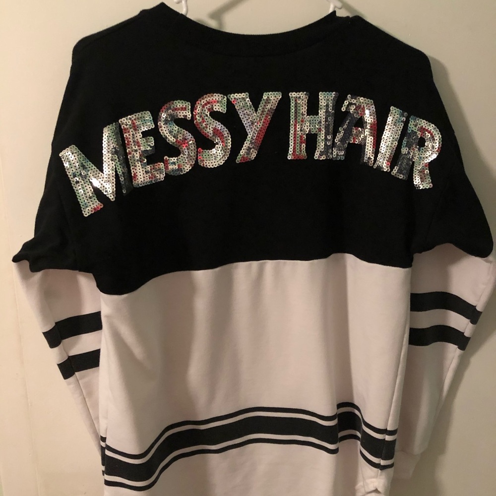 Messy hair sweatshirt